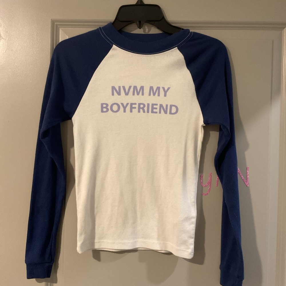Urban Outfitters Blue and White Long Sleeve Tee